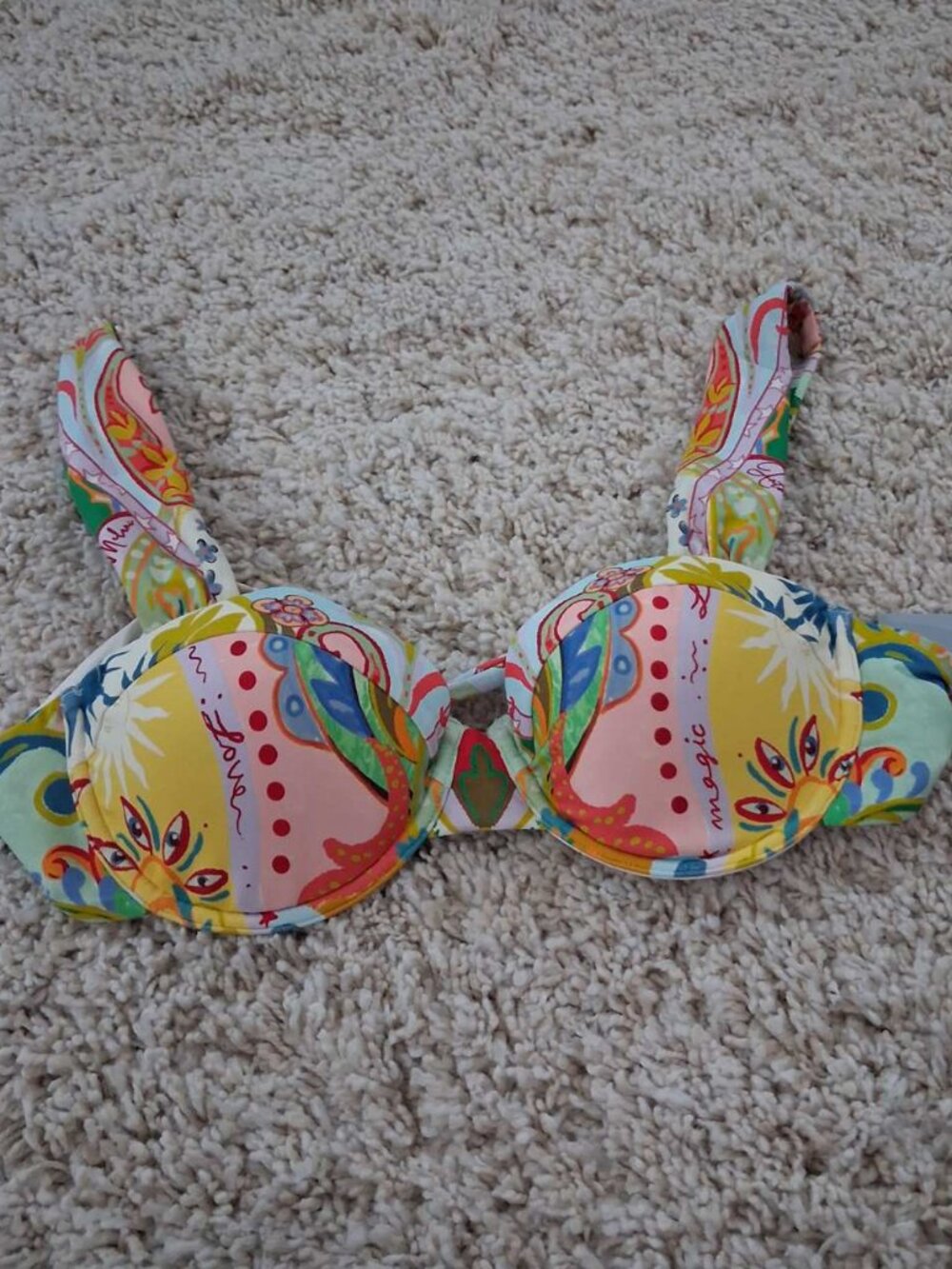 Antonio Melani Mold-Cup Underwire Bikini Top – Multicolor Tropical Paisley – Siz